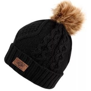 Faux Fur Pom Beanie with Fleece Lining